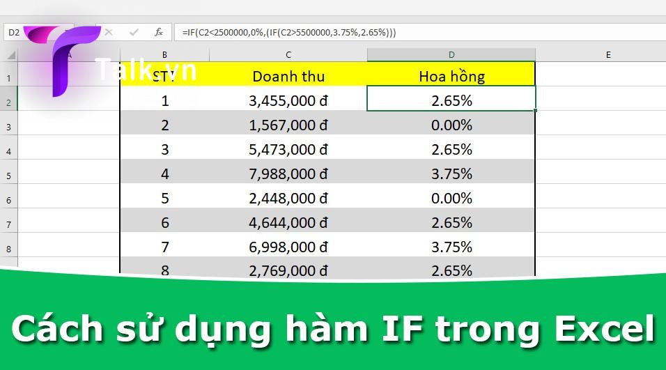 Hàm if trong excel