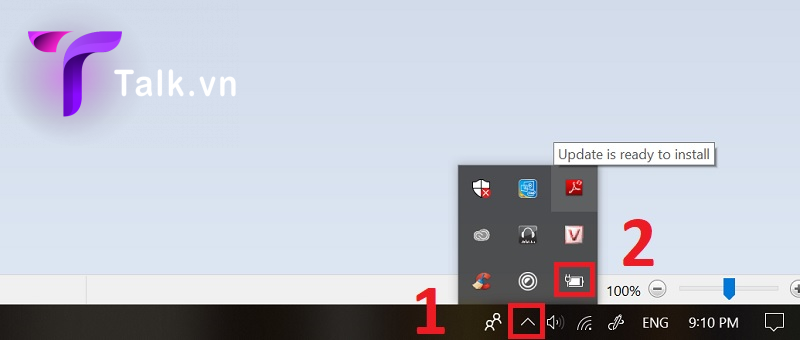 Kéo biểu tượng pin ở mục mở rộng trên thanh Taskbar