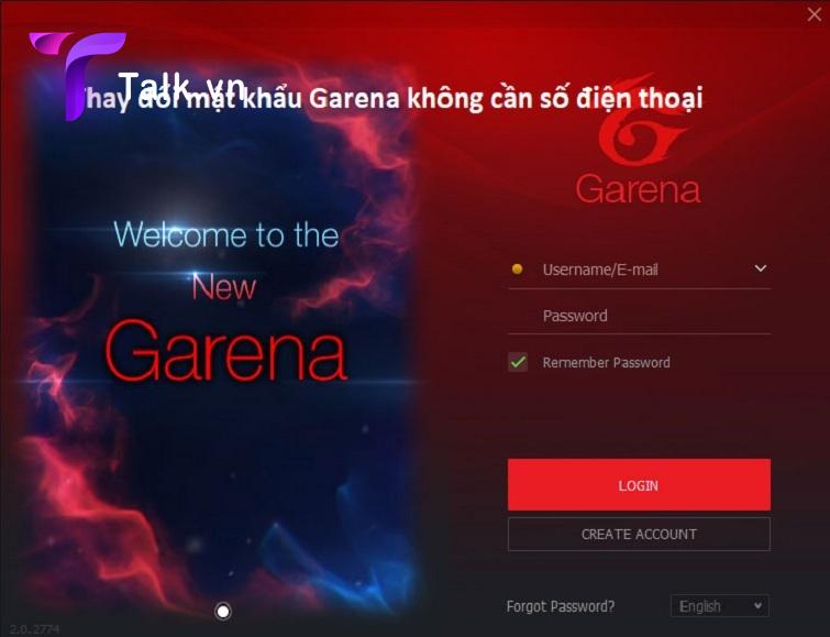Thay đổi mật khẩu tài khoản Garena không cần số điện thoại