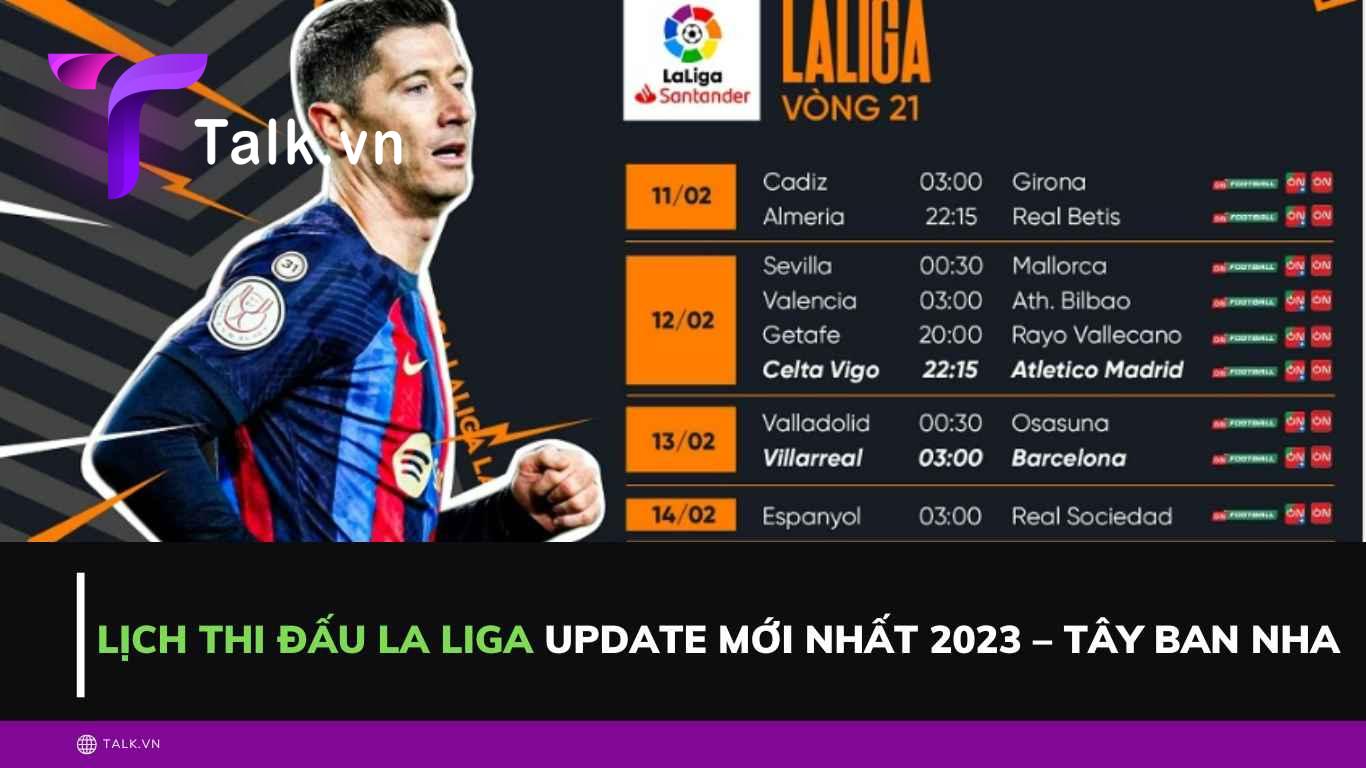 Lịch Thi đấu La Liga Update Mới Nhất 2023 Tây Ban Nha